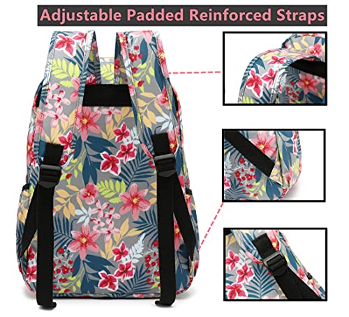 Image of Leaper Water-resistant Floral Backpack Travel Bag bags Satchel (Pink-Dark Blue)