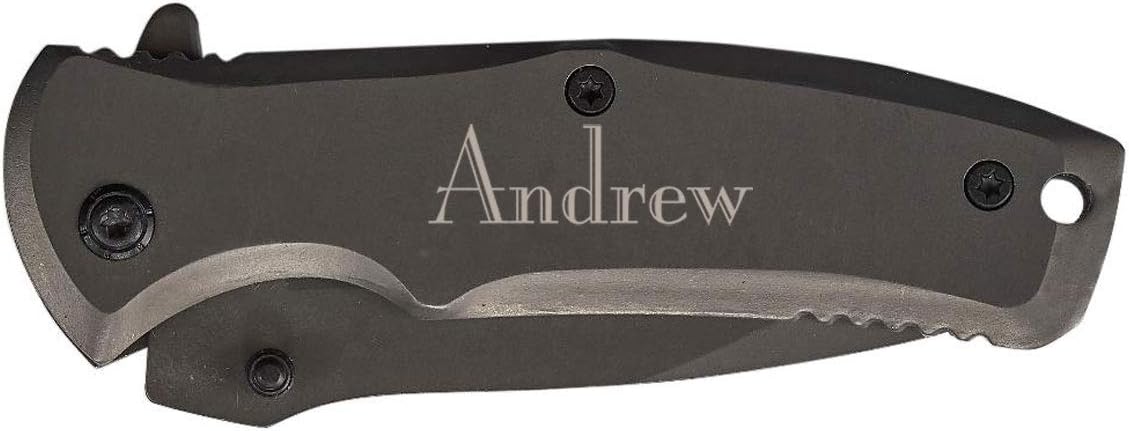 Visol Personalized Pendragon Small Gunmetal Pocket Knife with Free Laser Engraving ([C] Fonts)