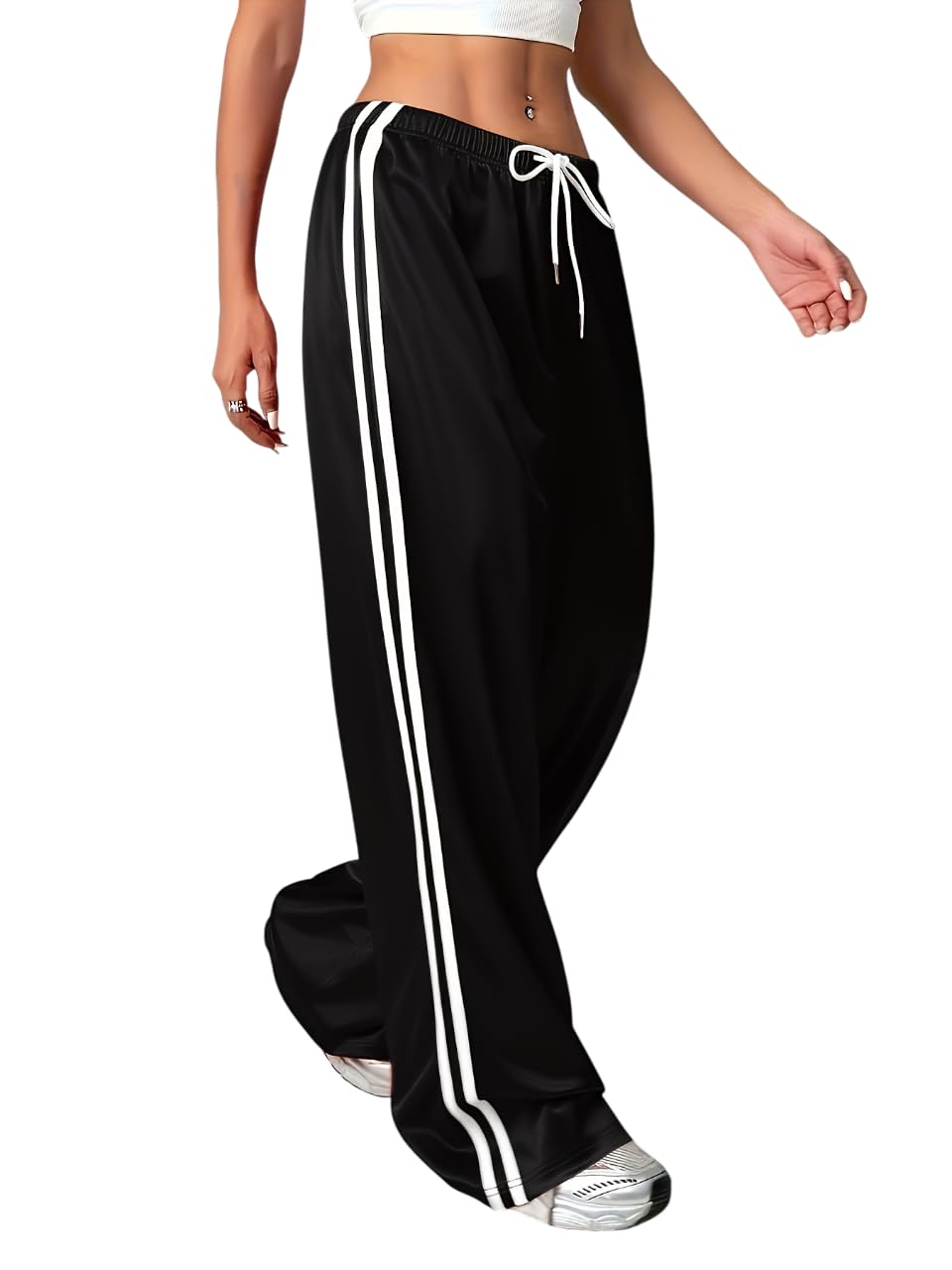 Straight Wide fit Long Length Trouser Style Drawstring Casual Trouser for Women/Trending Style, Relaxed Lounge Casual Pants for Women-image-4