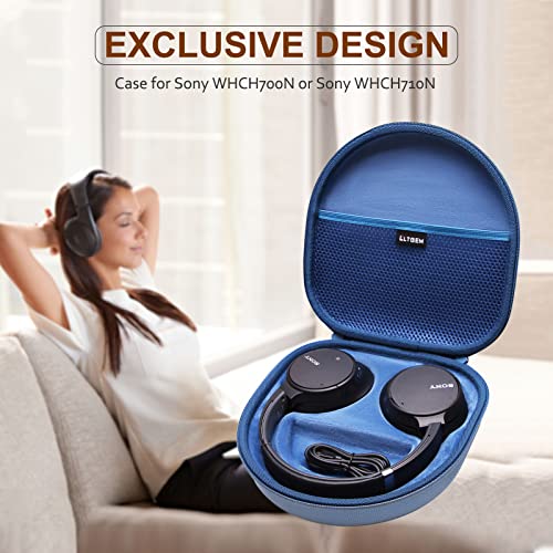 Image of LTGEM EVA Hard Case for Sony WHCH710N / WH-CH 720N / WHCH700N Wireless Bluetooth Noise Canceling Over The Ear Headphones - Travel Protective Carrying Storage Bag（Blue+Blue）