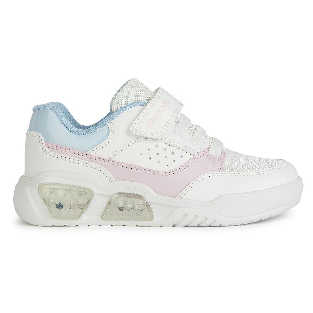 Geox Girls' J Illuminus Girl A Trainers, White Pink, 1.5 UK