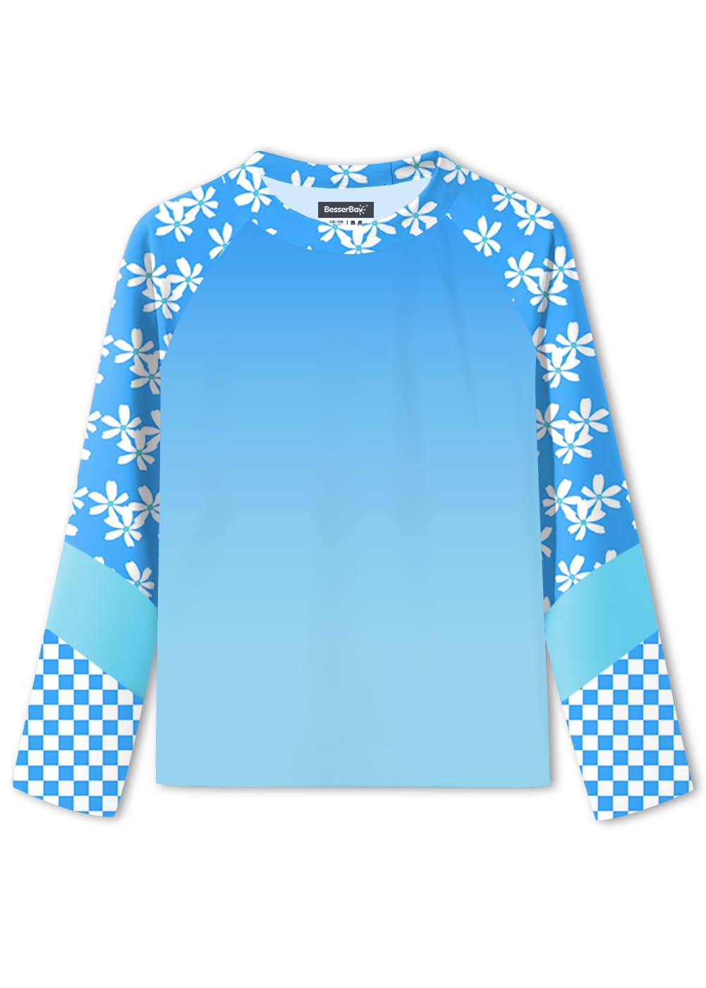 BesserBay Girls Rash Guard UPF 50+ Raglan Sleeve Swim Shirt 6-14 Years