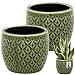 KOTARBAU® 2er Set Pflanzentopf Grün ⌀ 12 cm Höhe: 10 cm Glasierte Keramik Blumentopf groß Plant Pot Kaktus Topf Übertopf Blumentöpfe