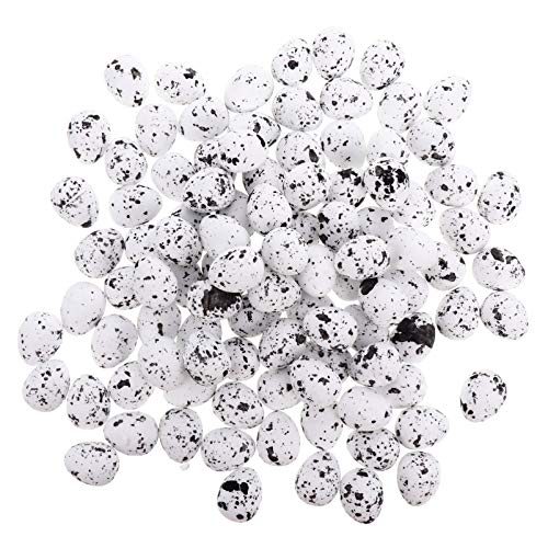 VALICLUD 100 Pcs Speckled Foam Easter Eggs Mini Styrofoam Bird Eggs Graffiti Eggs Basket Stuffers Easter for DIY Crafts Easter Party Favors Supplies 1.8CM White