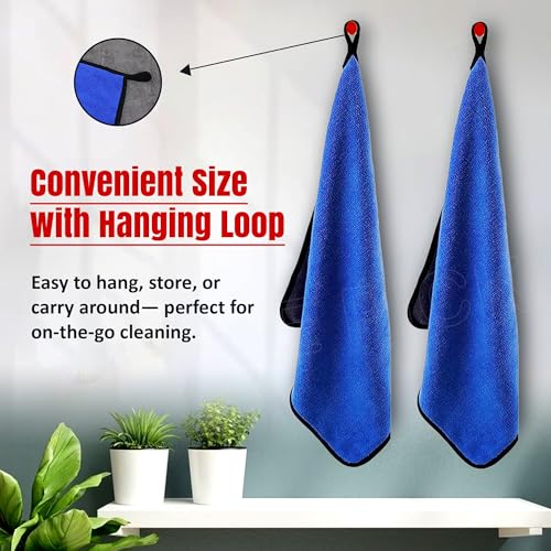 Image of PRIME PICK 500 GSM Microfiber Cleaning Cloth (35x85 cm) - Super Absorbent, Double-Sided Towel for Car, Bike & Auto Care Pack of 1 (Royal Blue)