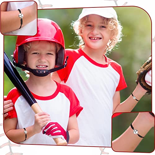 100 Pcs Baseball Bracelets Handmade Braided Softball Bracelets Baseball Sports Fan Bracelets Adjustable Softball Charm Bracelet For Boys Girls Teens Sport Team Players Coach Gifts #TOP3