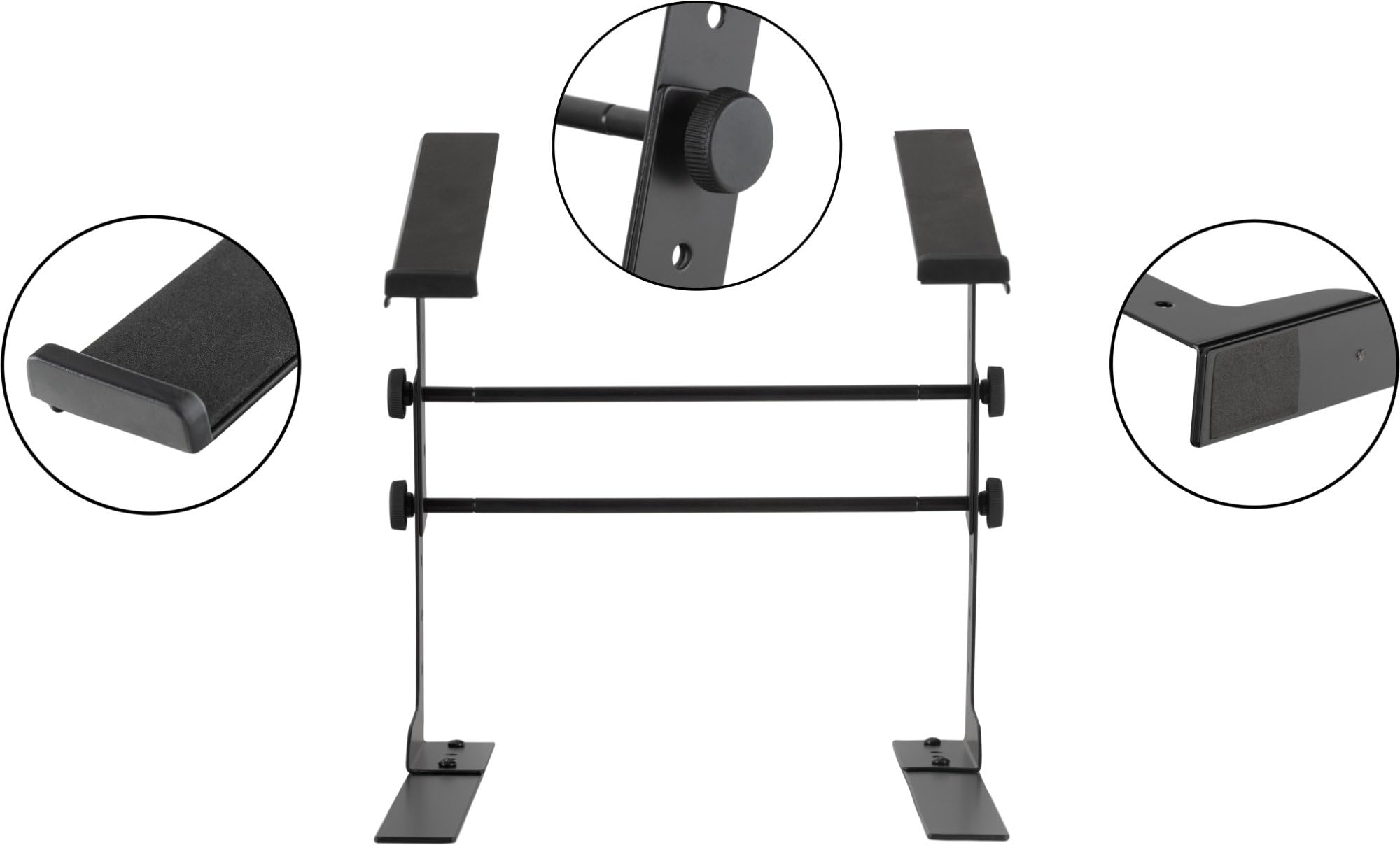 Pronomic LS-110 Supporto Laptop DJ Notebook Stand (Regolabile in Altezza, incl. morsetti di fissaggio, ideale per DJ e musicisti, materiale: acciaio) Nero