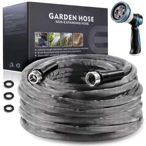 Relxitl Garden Hose 100feet, Water Hose with 10 Function Hose Nozzle, NON-Expandable Hose, Tough & Flexible, Lightweight, Crush Resistant Fittings, Kink & Tangle Free, Rust Proof for Watering
