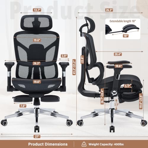 Image of High Back Mesh Ergonomic Office Chair, Heavy Duty Computer Desk Chair