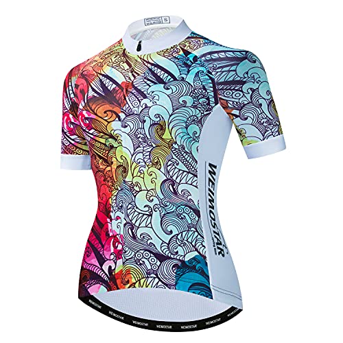 Weimostar Women's Cycling Jersey Short Sleeve Bike Shirt Top Girl MTB Bicycle Clothing Size L