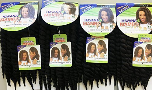 4 Packs of Janet Collection Havana Medium Mambo Twist Braid 12" (M1B/27 - Off Black/Honey Blonde)