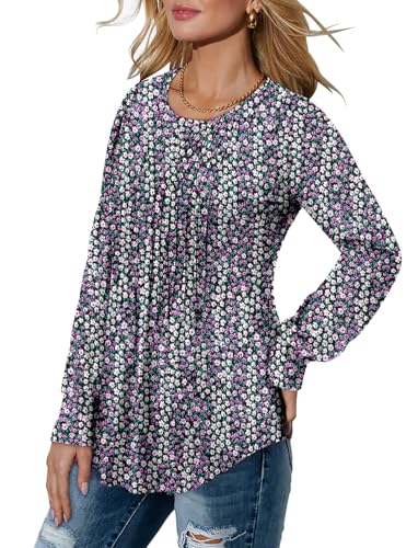 BETTE BOUTIK Long Sleeve Shirts for Women Fall Tops Dressy Blouses Crewneck Tunic Tops for Leggings S-3XL
