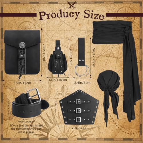 Image of Renaissance Pirate Belt Pouch with Coin Purse Skirt Hike Bracers