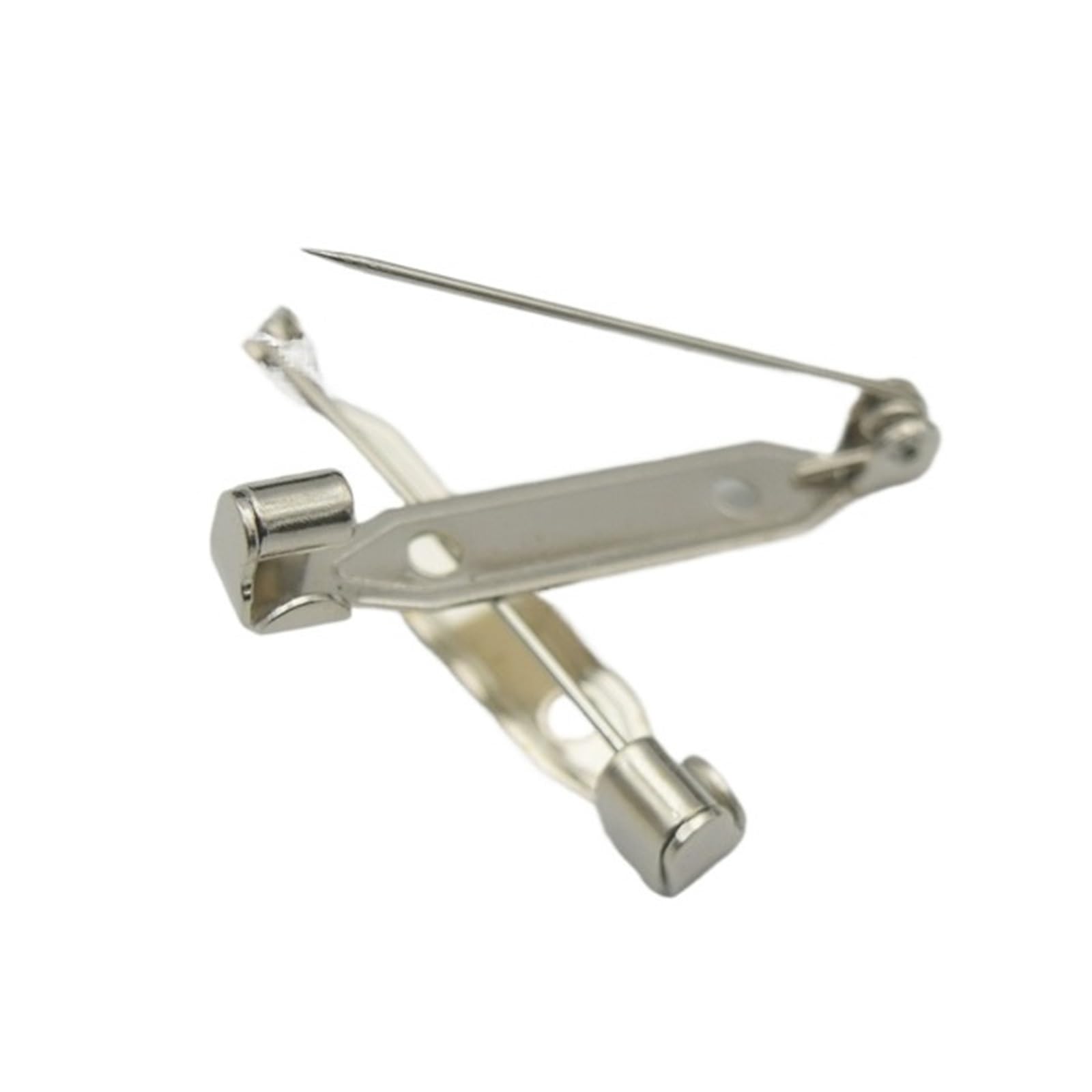 CHATROOM 500 Stück Eisen/Edelstahl 2,4 cm Brosche Basis Rückseite Bar Abzeichen Halter Brosche Pins DIY Schmuck Finden (Color : Silver, Size : Iron 24mm)