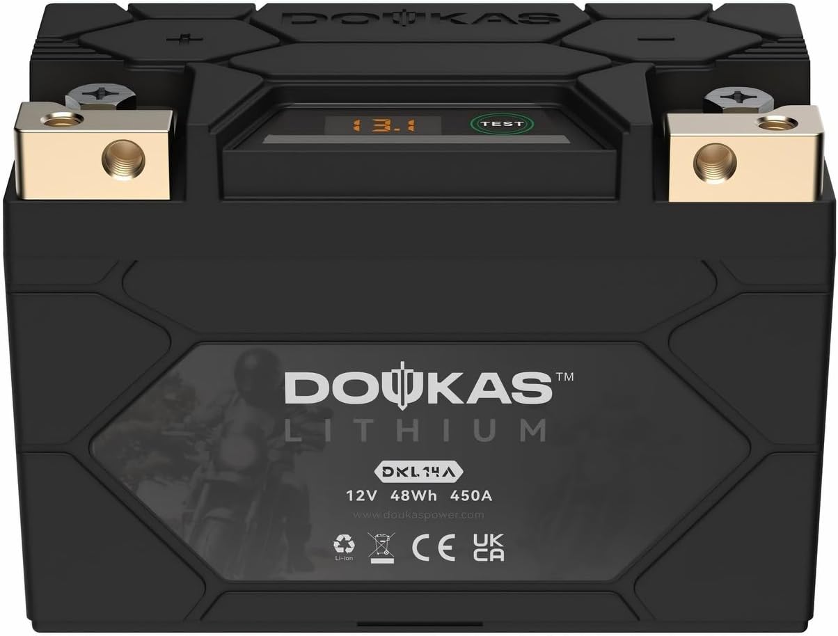 DKL14A YTX14AH-BS 450A LiFePO4 Motorcycle Lithium Battery, 12V 4Ah Powersports Battery, Compatible Jet Ski, Lawn Mower, Scooter, Generator Battery, Snowmobile