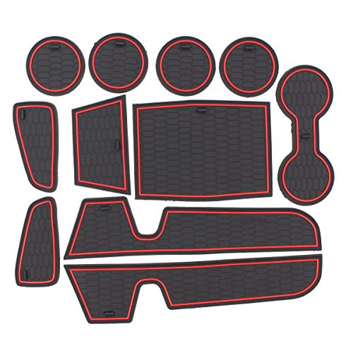 Deurreli インテリアラバーマット カローラ スポーツ用 AURIS用 11枚入り 滑り止め ドアポケットマット キズ防止 レッド