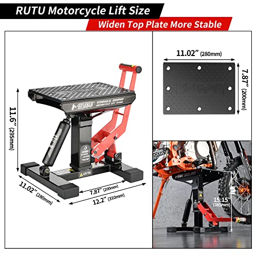 RUTU Dirt Bike Stand,Motorcycle Lift Stand Jack 1000 Lbs Capacity,12-13.8 Inch Heavy Duty Steel Hydraulic Lift for Dirtbike ATV ADV Rally Maintenance - Image 3