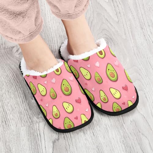 Avocado Heart Cartoon Brown Slippers For Women Men Soft Memory Foam Non-Slip Fruit Winter Indoor House Shoes Travel Slipper4