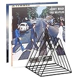 Udreamer 9 Slot Vinyl Holder,Desktop Vinyl Record Storage Holds Up 30 Vinly Records,Metal Magazine Rack Triangle File Holder for Office Homer,Black