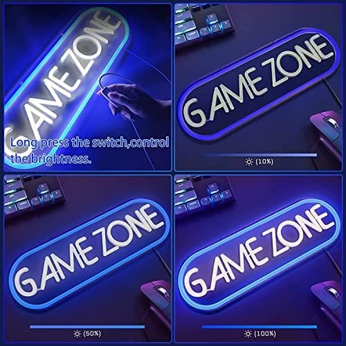 NEON SIGNS INDIA Game Zone 16 X 6 Inches Game Room Neon Lights Signs for Game Wall Decor Gaming Room Decor LED Neon Sign for Wall Neon Light for Gamers,Bedroom, Man Cave,Bar Party Decor(Game Zone) 2 51et NOQCyL