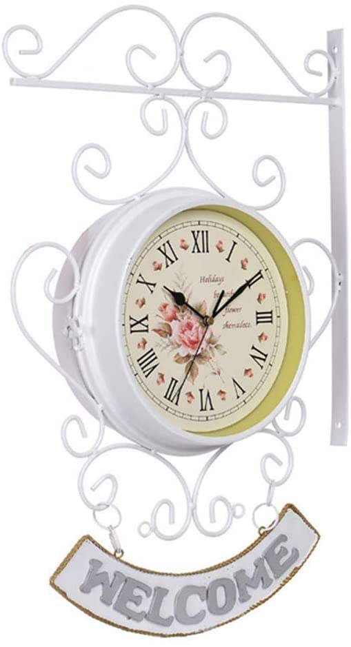 Horloges murales double face style pastoral romain pour salon