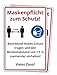 2 Stück Hinweis-Aufkleber 20 x 30 cm - Maskenpflicht und Mindestabstand zum Schutz - 200x300 mm - selbstklebend