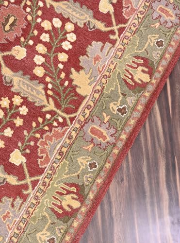 Image of Restoration and Renovation Traditional Handcrafted Area Rug, Classic Oriental Pattern, Premium Wool, Rich Red & Gold with Floral Accents, Perfect for Living Room Bedroom Carpet (Rust, 3' x 5')