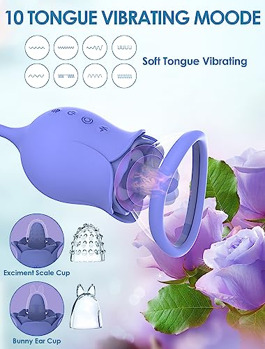 Rose Sex Toy Vibrator Dildo For Women - Ohtop App Remote Rose Adult Toys With 8 Thrusting 10 Tongue Vibrating Stimulator For Womens Couples - 5In1 Heated Sex Toys For Clit, G Spot And Nipples Pleasure #TOP4