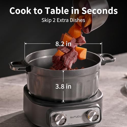 N74SNA Hot Pot Electric, Multi-Cooker 2.5 Quart Grill Steamer Set, PFOA-Free Nonstick for Steak, Soup, Fried Rice, Oatmeal, Egg, Ramen with Power Adjustment - Image 4