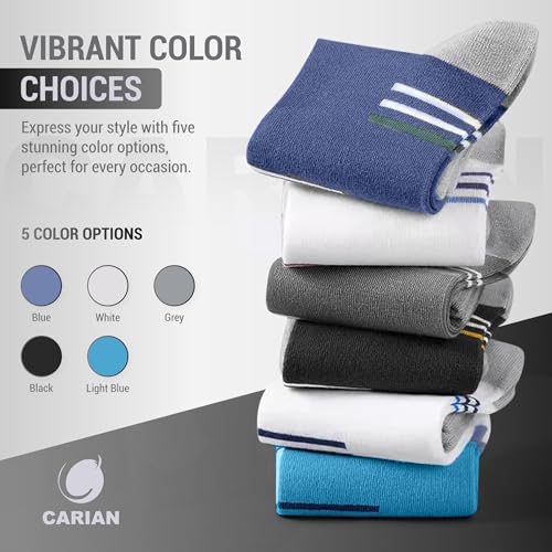 CARIAN Cotton Crew Socks 5 Pairs – Soft Breathable Striped Athletic Ankle Socks for Women & Men – Colorful Comfortable Everyday Casual Wear4