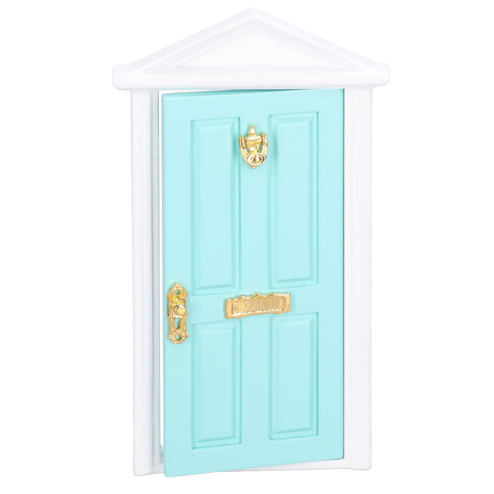 EvonecyMini Wooden Door, Color Lasting Vivid Details Smoother Edge 1:12 Doll House Fairy Door for Gifts for 1:12 Doll House Mint Green