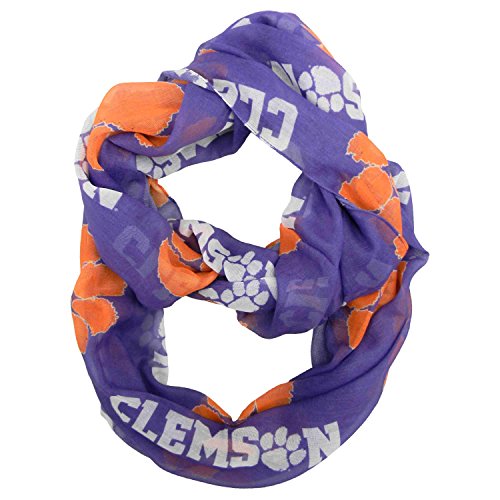 Littlearth NCAA Clemson Tigers Sheer Infinity Scarf, Team Color, 70” x 25”