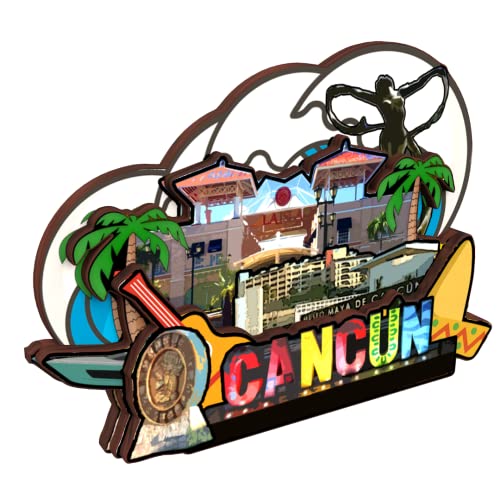 Imán de Madera Decorativo Cancún México 3D miniatura 2