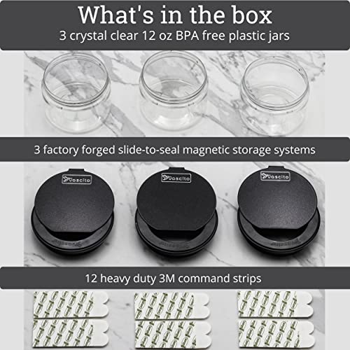 Vascito Storage Containers, Solution For Small Spaces, Adhesive Magnetic Kitchen Organization, Airtight Food Storage Containers, Coffee Bar Accessories, Brown Sugar Container, Quick One Handed Access (Modern Black, 3 Pack) #TOP7