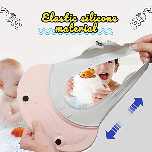 Baby Shower Hat Baby Shampoo Cap for Toddler, Infants Soft Protection Funny Safety Visor Cap, Silicone Kids Bathing Hat for Shower Pink