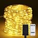B-right LED Rope String Lights Outdoor, 72ft 200 LEDs String Lights Plug in Remote Dimmable 8 Modes Waterproof for Tree Patio Garden Fence Roof (Warm White)