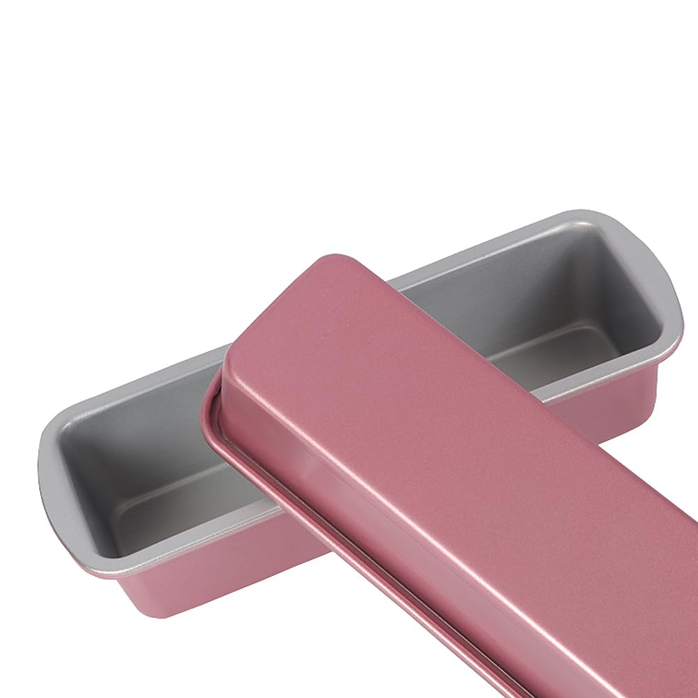 CANDeal 2 Uds 11 X 4 Pulgadas Moldes Rectangulares Para Pan, Molde Para Pan De Acero Al Carbono Para Hornear, Molde Para Pan Antiadherente De Porcelana Para Hornear, Molde Para Hornear Pan, Rosa