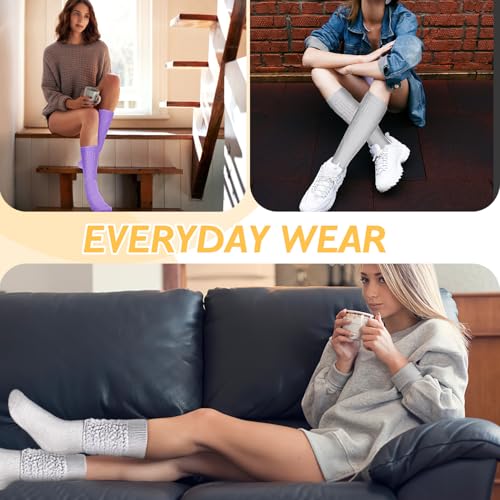 Image of Buauty Slouch Socks for Women, Soft Extra Long Chunky Scrunch Knee High Sock Winter Knit Slouchy Socks Leg Warmmers