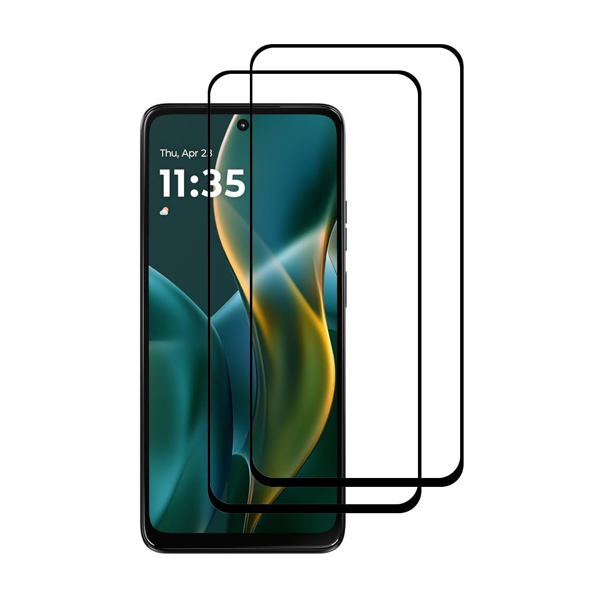 UPONEW 2 Pack for Motorola Moto G 2025 Black Full Coverage Tempered Glass Screen Protector Frontier Protective Protector Film