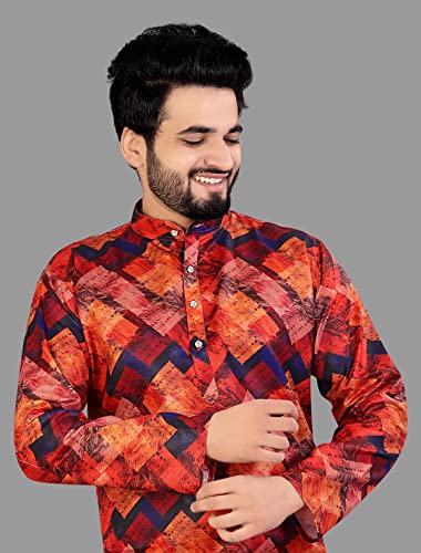 Image of Men's Printed Cotton Kurta