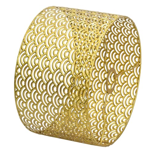 Moderno paralume rotondo in metallo, stile retrò dorato, intagliato, per lampada da terra, lampada a sospensione, lampada da tavolo