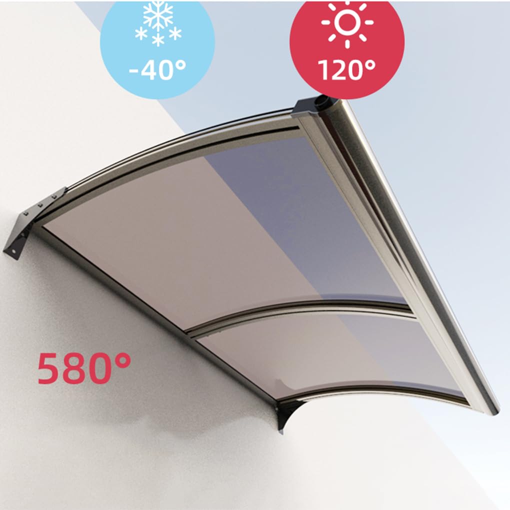 Pultvordach Vordach mit Alu-Regenrinne Transparente Haustür Überdachung,Gartenterrasse Regenschutz Markise Polycarbonat Rahmen aus Aluminium,Pultbogenvordach Schutz vor Regen (150×280cm)