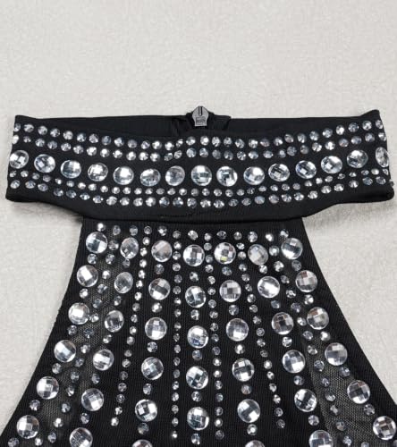 Image of PORRCEY Women's Sexy Rhinestone Mesh See Through Party Night Prom Dress