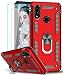 LeYi Samsung Galaxy A10S Case (Not Fit A10) with Tempered Glass Screen Protector [2 Pack], [Military Grade] Defender Protective Phone Case with Car Ring Holder Kickstand for Samsung A10S JSFS Red