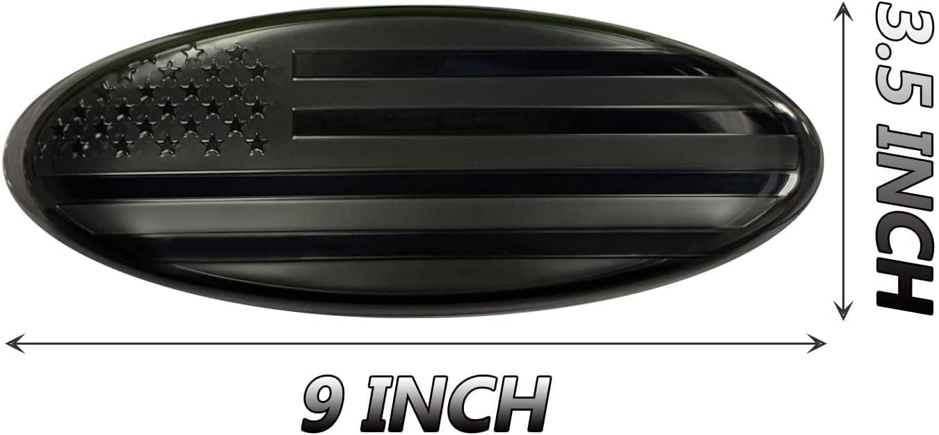 2 Pack for 2004-2014 F150 Front Grille Rear Tailgate Emblem, 9" Black Oval American Flag emblem Fits 11-14 Edge, 11-16 Explorer, 06-11 Ranger, 07-14 Expedition
