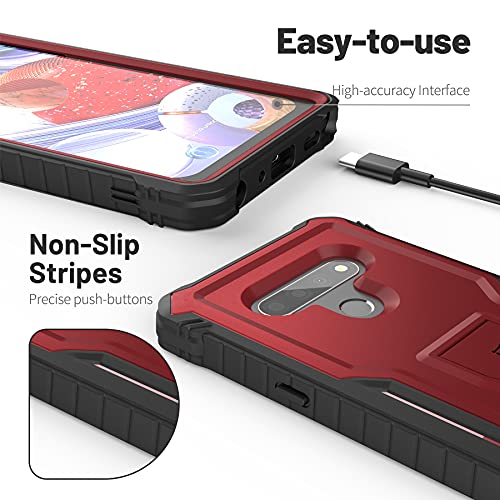 Exoguard For Lg Stylo 6 Case, Rubber Shockproof Cover Case Compatible With Lg Stylo 6 Phone, Built-In Kickstand (Red) #TOP1