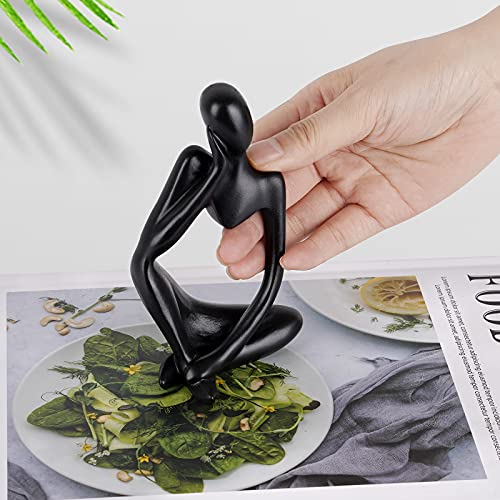 Ozzptuu Black Resin Thinker Style Abstract Sculpture Statue Collectible Figurines Home Office Bookshelf Desktop Decor (Small-Black-Left) #TOP2