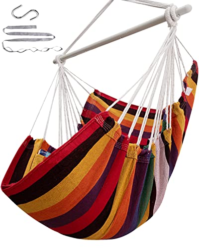 Image of ADVOKAIR Hammock Chair Swing, Heavy-Duty Hanging Rope Swing Seat Supports 500 Lbs, Ideal for Outdoor Patio, Backyard, Porch, Deck & Indoor Bedroom Use
