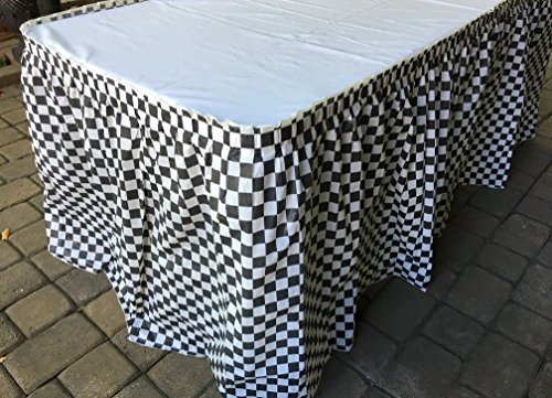Playscene plastic black & white checkered flag pleated table …