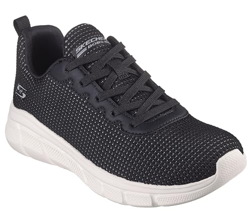 Skechers Bobs B Flex Esencia Visionaria, Zapatillas de Deporte Mujer, Ribete Blanco de Punto Negro, 38 EU